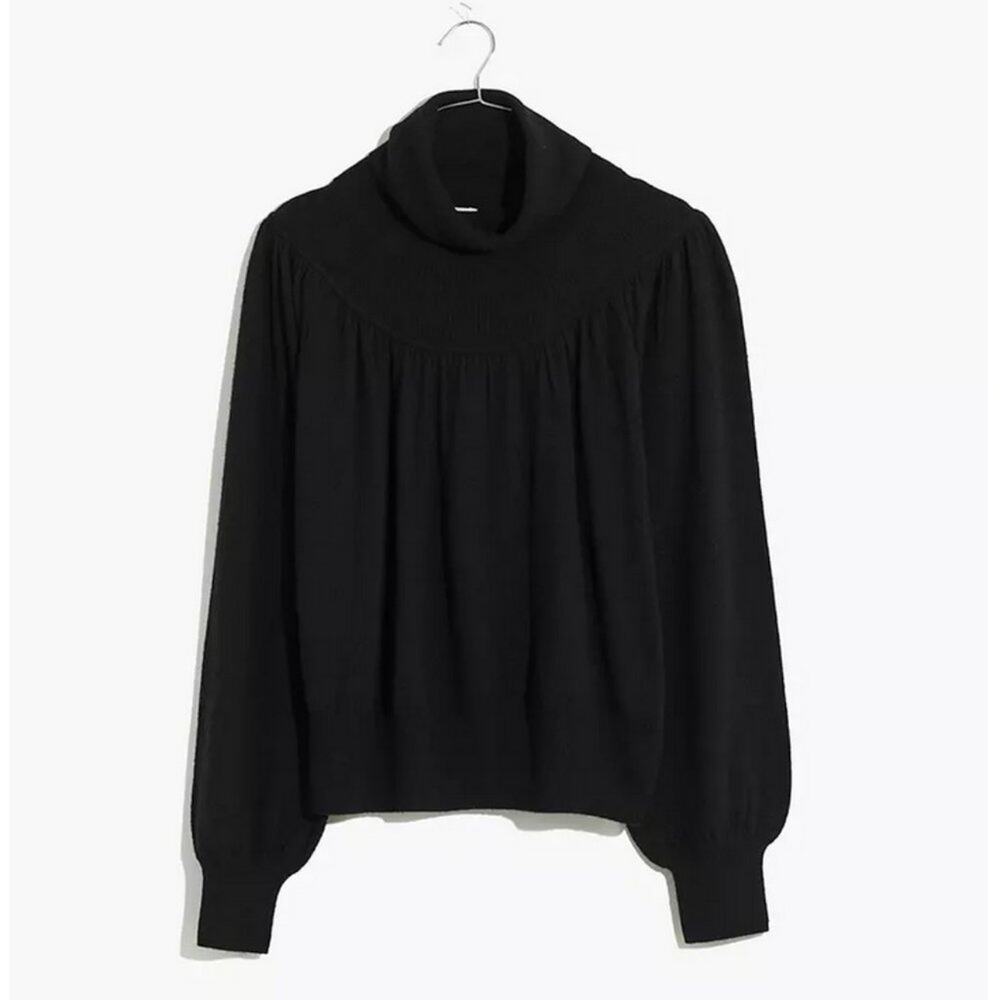 Madewell Shirred Balloon-Sleeve Turtleneck Sweater